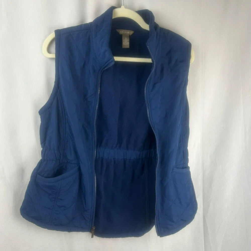 Bit & Bridle Quilted Vest Women Small Navy Blue Full Zipper Pockets Horse Riding